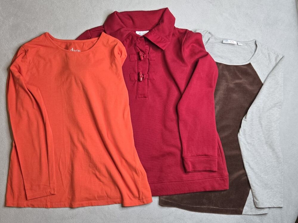 Lot of 3 Denim & Co Women's Long Sleeve Tops Casual Fall Winter Sweatshirt Shirt